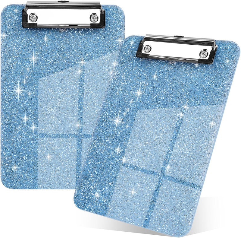 SFLHHDM 2 PCS A5 Size Clipboards,Size 6X 9inches,Glitter Clipboard with Low Profile Clip,Sparkle Plastic Clipboard,Cute Hanging Clip Boards for Office Supplies Clipboards Mini Clip Board - Image 1